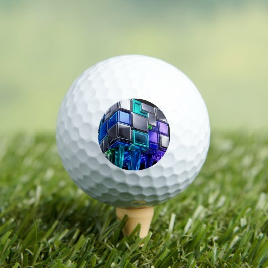Futuristische Chrome Puzzelkubus Golfballen (Insitu Shirt)