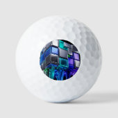 Futuristische Chrome Puzzelkubus Golfballen (Voorkant)