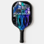 Futuristische Chrome Puzzelkubus Pickleball Paddle (Achterkant)