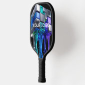 Futuristische Chrome Puzzelkubus Pickleball Paddle (Links)