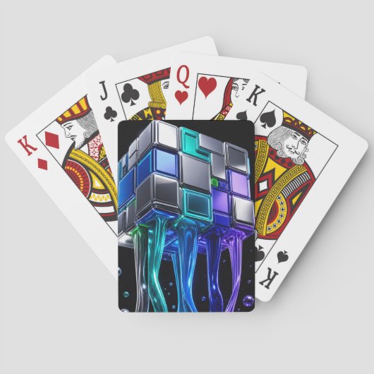 Futuristische Chrome Puzzelkubus Pokerkaarten (Achterkant)