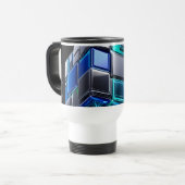 Futuristische Chrome Puzzelkubus Reisbeker (Voorkant links)