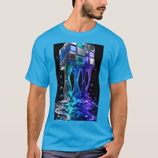Futuristische Chrome Puzzelkubus  T-shirt (Voorkant)