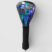 Futuristische Chroom Puzzel Kubus Golfheadcover (Voorkant)