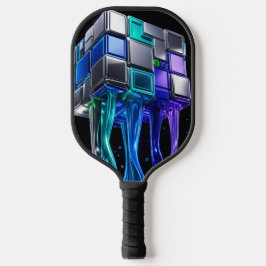 Futuristische Chroom Puzzel Kubus Pickleball Paddle