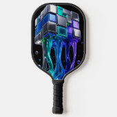 Futuristische Chroom Puzzel Kubus Pickleball Paddle (Achterkant)