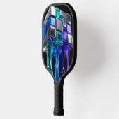 Futuristische Chroom Puzzel Kubus Pickleball Paddle (Links)
