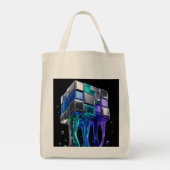 Futuristische Chroom Puzzel Kubus Tote Bag (Achterkant)