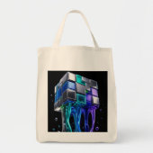 Futuristische Chroom Puzzel Kubus Tote Bag (Voorkant)