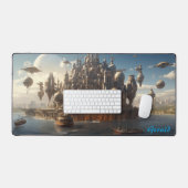 Futuristische Citadel op het Steampunk Zeegezicht Bureaumat (Keyboard & Muis)