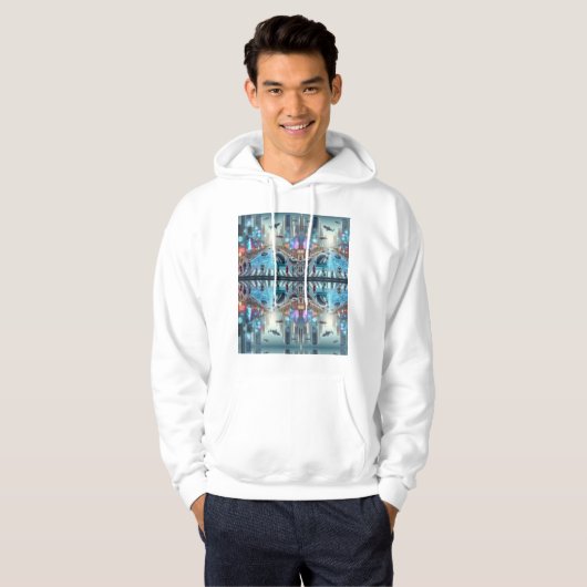 Futuristische City Basic Hoodie met capuchon (Voorkant volledig)