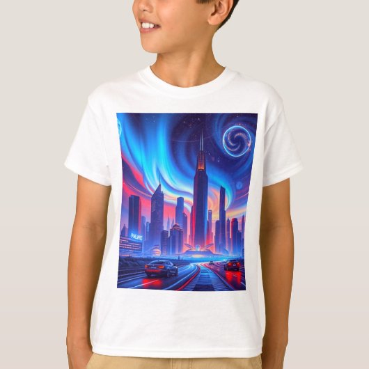 Futuristische City Boys T-shirt (Voorkant)