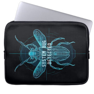 Futuristische Cyber Bug Gedetecteerd IT Humor Lapt Laptop Sleeve