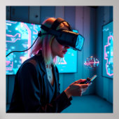 Futuristische Cyber Gamer met AR Visor AI Poster (Voorkant)