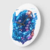 Futuristische Cyber HUD wandklok – Digitaal Interf (Hoek)