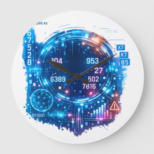 Futuristische Cyber HUD wandklok – Digitaal Interf (Voorkant)