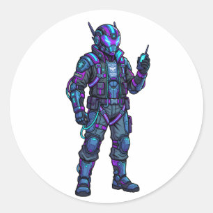 Futuristische Cyber Piloot Mecha Grafische Hoodie Ronde Sticker