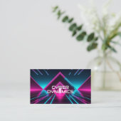 Futuristische Cyber Tech Neon Synthwave Dj Visitekaartje (Staand voorkant)