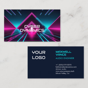 Futuristische Cyber Tech Neon Synthwave Dj Visitekaartje