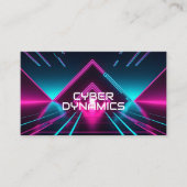 Futuristische Cyber Tech Neon Synthwave Dj Visitekaartje (Voorkant)