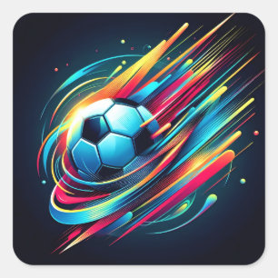 Futuristische Cyber Voetbal Snelheid Sporten Vierkante Sticker