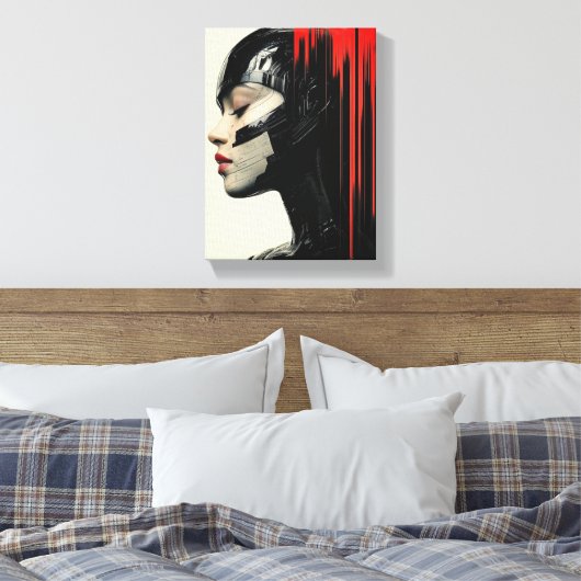 Futuristische Cyber Woman - Sci-Fi Art Design Canvas Afdruk (Insitu (Slaapkamer))