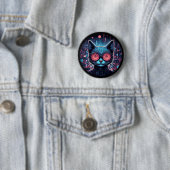 Futuristische cyberkat ronde button 5,7 cm (In situ)