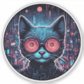 Futuristische cyberkat sticker (Voorkant)