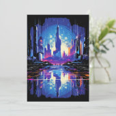 Futuristische Cyberpunk City Skyline Aankondiging (Staand voorkant)