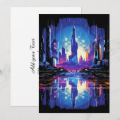 Futuristische Cyberpunk City Skyline Aankondiging (Voorkant / Achterkant)