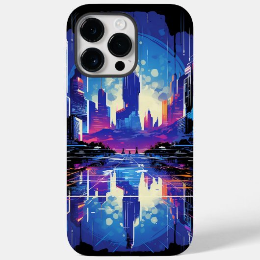 Futuristische Cyberpunk City Skyline Case-Mate iPhone Case (Achterkant)