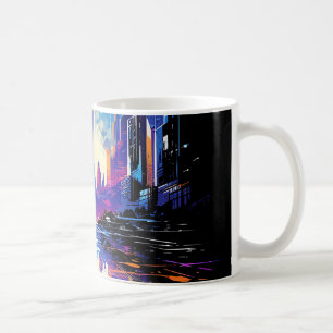 Futuristische Cyberpunk City Skyline Koffiemok