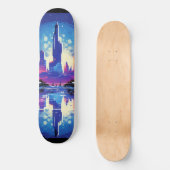 Futuristische Cyberpunk City Skyline Persoonlijk Skateboard (Voorkant)