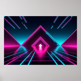 Futuristische Cyberpunk Driehoekige Portaal Geomet Poster