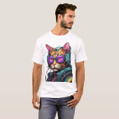 Futuristische cyberpunk kat t-shirt (Voorkant volledig)