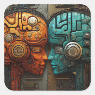 Futuristische Cyberpunk Kunstmatige Intelligentie Vierkante Sticker