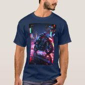 Futuristische Cyberpunk motorrijder T-shirt (Voorkant)