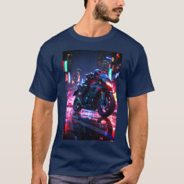 Futuristische Cyberpunk motorrijder T-shirt