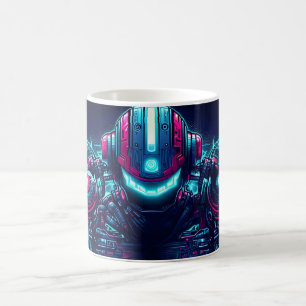 Futuristische Cyberpunk Robot Neon Voedsel Ramen Koffiemok