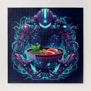Futuristische Cyberpunk Robot Neon Voedsel Ramen Legpuzzel