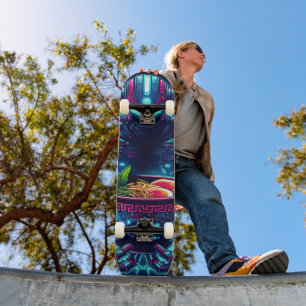 Futuristische Cyberpunk Robot Neon Voedsel Ramen Persoonlijk Skateboard