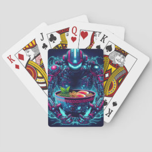 Futuristische Cyberpunk Robot Neon Voedsel Ramen Pokerkaarten