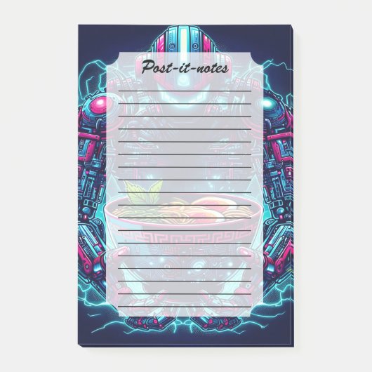 Futuristische Cyberpunk Robot Neon Voedsel Ramen Post-it® Notes (Voorkant)