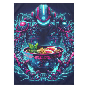 Futuristische Cyberpunk Robot Neon Voedsel Ramen Tafelkleed