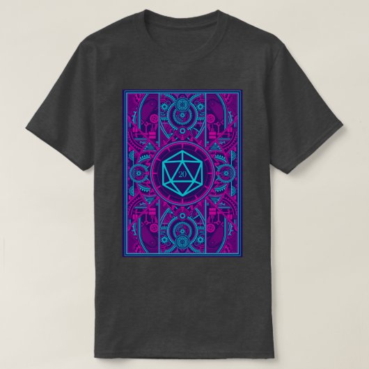 Futuristische Cyberpunk Tabletop RPG D20 Dice T-shirt (Design voorkant)