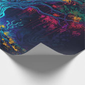 futuristische digitale gloeiboom cadeaupapier (Hoek)