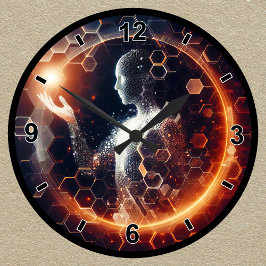 futuristische digitale hexagonale aura ronde klok