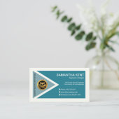 Futuristische driehoek Veelhoek Stijlvolle cyaansy Visitekaartje (Staand voorkant)