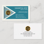 Futuristische driehoek Veelhoek Stijlvolle cyaansy Visitekaartje (Voorkant / Achterkant)