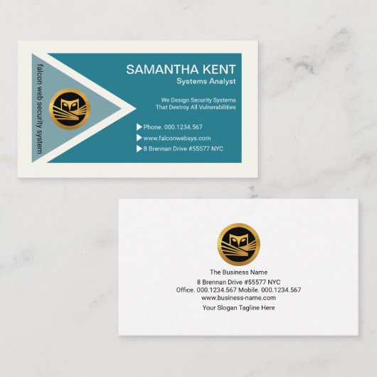 Futuristische driehoek Veelhoek Stijlvolle cyaansy Visitekaartje (Voorkant / Achterkant)